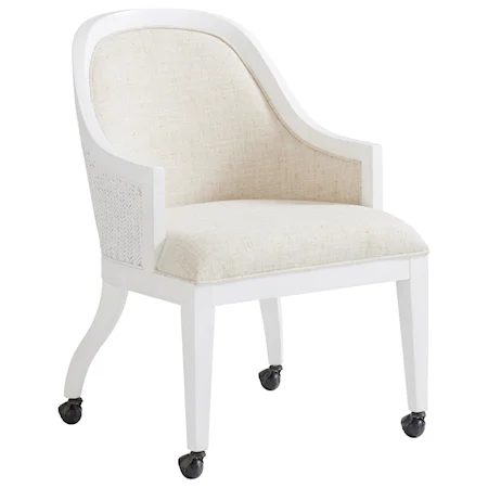 Bayview Dining Arm Chair Game Chair With Casters in Sanibel Fabric